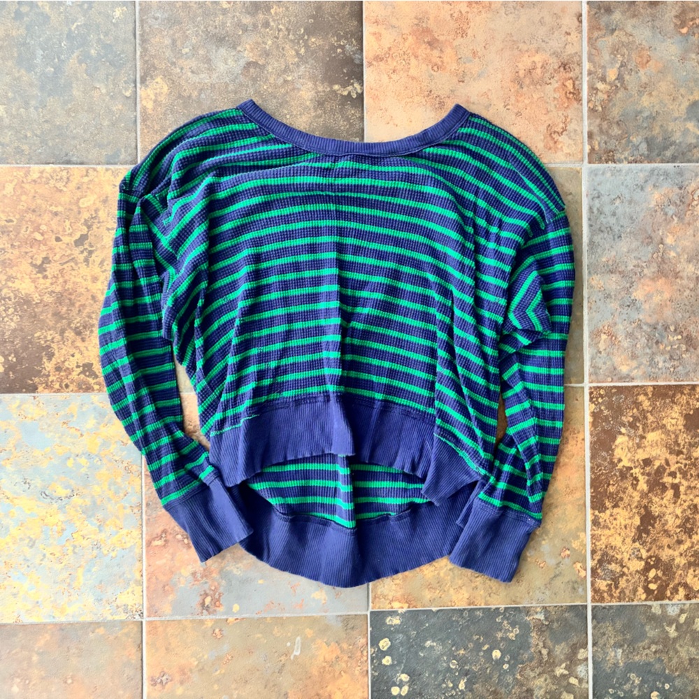 Aerie Navy and Green Striped Top
